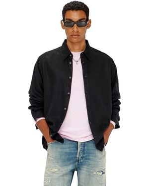 DIESEL Fluid Shirt With Logo Embroidery - Black