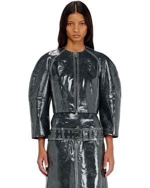 DIESEL Patent-Leather Jacket With Cocoon Sleeves - Black