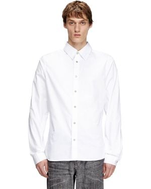 DIESEL Formal Shirt With Logo-Embroidered Collar - White
