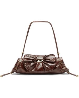 DIESEL Scrunch-D-Petit Sac À Bandoulière En Cuir Froissé - Marron