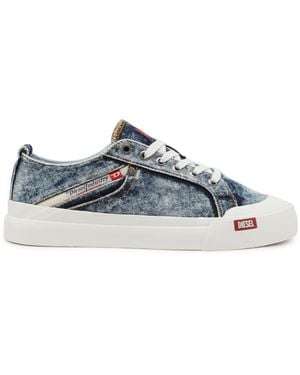 DIESEL S-Athos-Denim Trainers With Pocket Detail - Blue