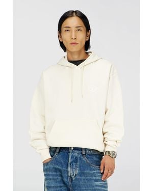 DIESEL Sudadera Con Capucha De Algodón Con Bordado Del Logotipo Oval D Tono Sobre Tono - Blanco