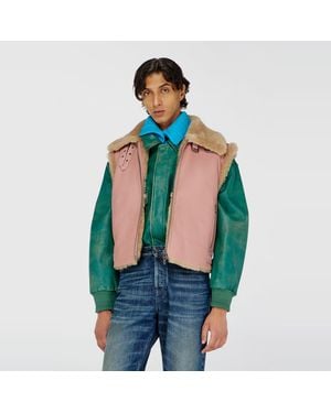 DIESEL Chaleco De Piel De Oveja - Azul