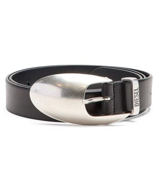 DIESEL 3Cm Leather Belt With Sculptural Buckle - White