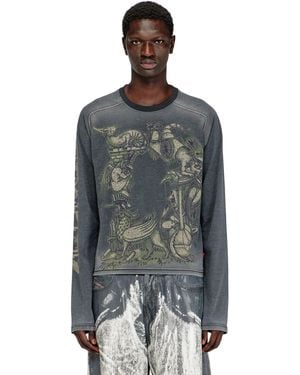 DIESEL Long-Sleeve T-Shirt With Graphic Motif - ブルー