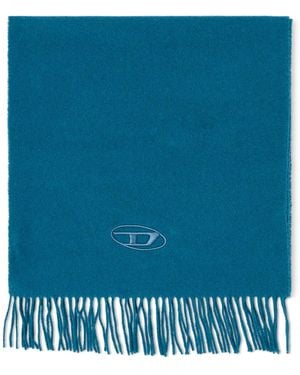 DIESEL Schal Aus Wollmischung Mit Fransenabschlüssen - Blau