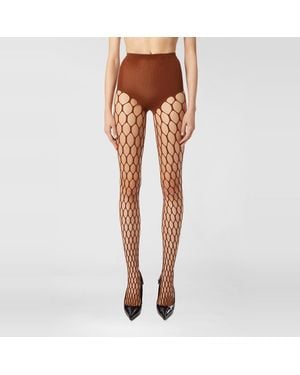 DIESEL Stretchy Mesh-Knit Tights - Orange