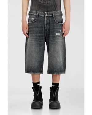 DIESEL Denim Relaxed Shorts With Abrasions - Grey