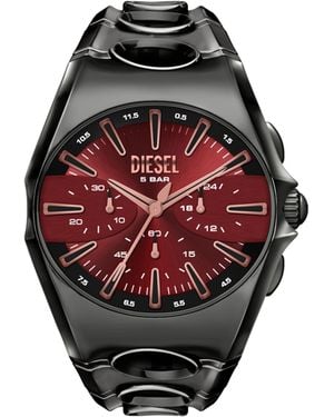 DIESEL D-Curve Gunmetal Stainless Steel Watch - Red