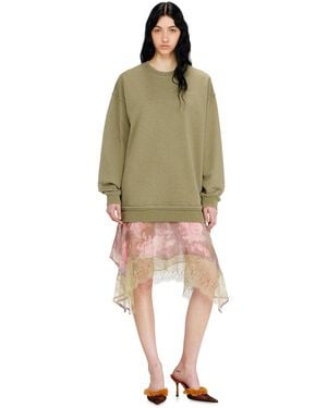 DIESEL Sweatshirt Dress With Chiffon And Lace Skirt - Green