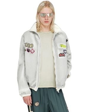 DIESEL Windbreaker With Trompe L'Oeil Patches - White