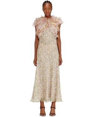 DIESEL Silk Dress With Floral Print - Natural
