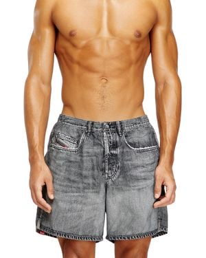 DIESEL Short De Bain Avec Imprimé Trompe-'Ail Denim - Bleu