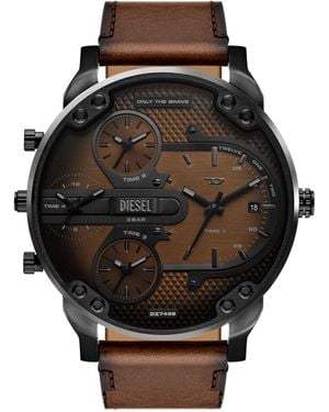 DIESEL Reloj Mega Chief Slim De Cuero Marrón - Negro