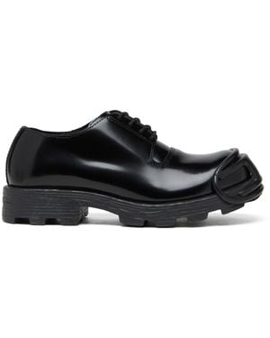 DIESEL D-Hammer-Leather Lace-Up Shoes With Oval D Toe Cap - Black