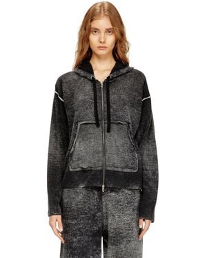 DIESEL Reverse-Print Hooded Cardigan - Black