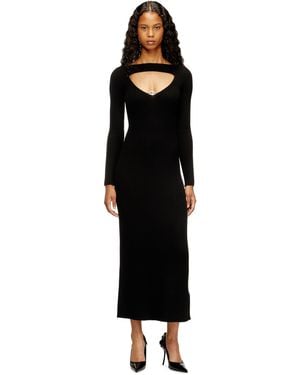 DIESEL Midi Wool Dress With Inlay - Black
