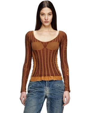 DIESEL Seamless Top With Lingerie Illusion - ブルー