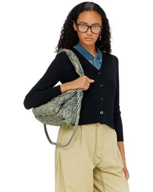 DIESEL Cardigan Aus Wolle Mit Cut-Out-Logo - Blau