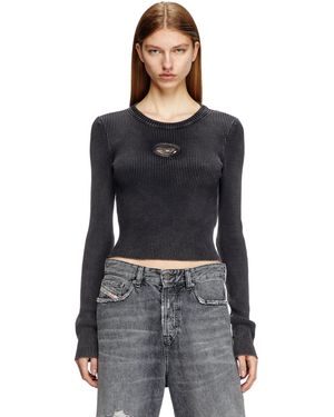 DIESEL Cropped Jumper With Cut-Out Logo - Black