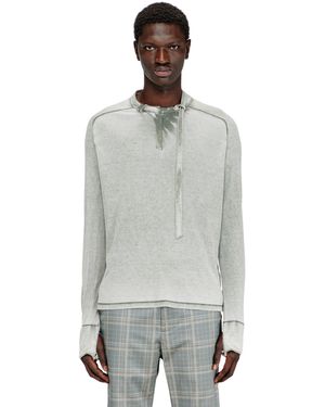 DIESEL Rib-Jersey Top With Biker Neck Strap - グレー