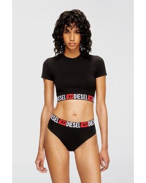 DIESEL Cropped Top With Logo Band - Black
