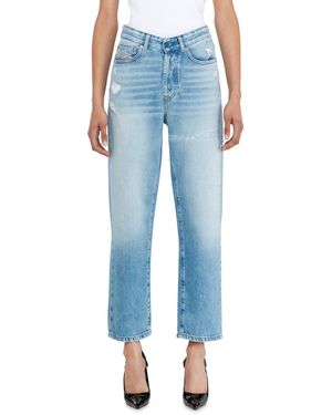 DIESEL Regular Jeans High Waist 1981 D-Went, Light, Button Fly - Blue