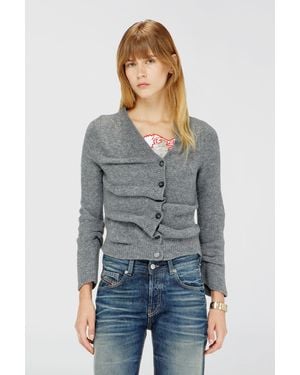 DIESEL Kurz Geschnittener Cardigan Aus Gekochtem, Geknittertem Strick - Blau