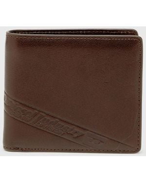 DIESEL Zweifach Gefaltete Lederbrieftasche Mit Geprägtem Logo - Braun