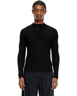 DIESEL Mock-Neck Top With Micro Logo - Black