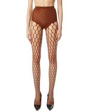 DIESEL Stretchy Mesh-Knit Tights - Orange