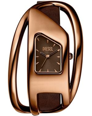 DIESEL Wrap-D Armbanduhr Aus Braunem Leder