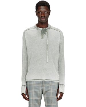 DIESEL Rib-Jersey Top With Biker Neck Strap - Grey