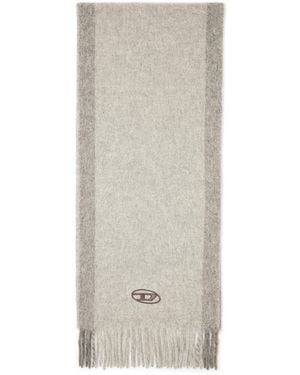 DIESEL Wool-Blend Scarf With Contrast Stripes - White