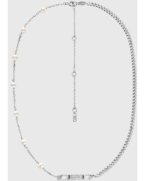 DIESEL Sterling And Pearl Chain Necklace - White