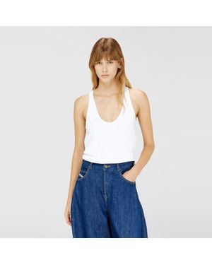 DIESEL Ribbed Tank Top With Oval D - White