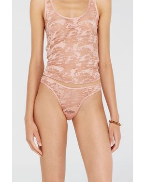 DIESEL Thong Aus Nylon-Spitze Mit Oval D - Pink