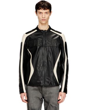DIESEL Colour-Block Leather Biker Jacket - Black