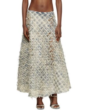 DIESEL Long Skirt In Dévoré Houndstooth Denim - Natural