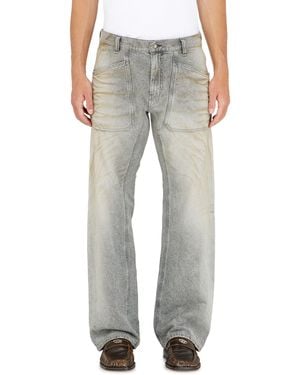DIESEL Jeans Relaxed Vita Media D-Zeta, Grigio, Chiusura Con Zip