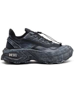 DIESEL D-Cage-Distressed Chunky Trainers - Blue