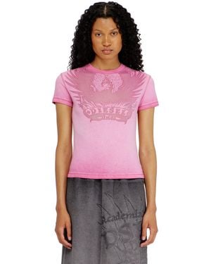 DIESEL Slim T-Shirt With Dévoré Phoenix - Red