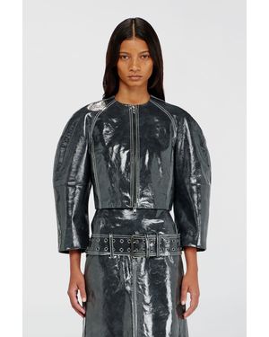 DIESEL Patent-Leather Jacket With Cocoon Sleeves - Black