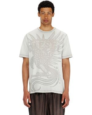 DIESEL Camiseta De Punto Con Gráfico En Relieve - Blanco