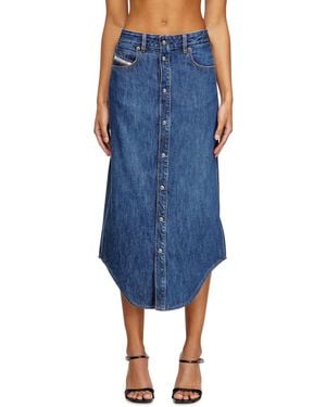 DIESEL Denim Skirt With Front Buttons - Blue