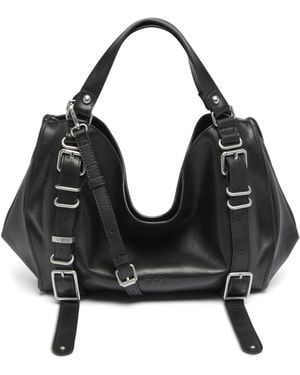 DIESEL D-One-Medium Henkeltasche Aus Behandeltem Leder - Schwarz