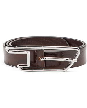 DIESEL Cinturón De Cuero Encerado De 3 Cm Con Hebilla D-Logo - Marrón