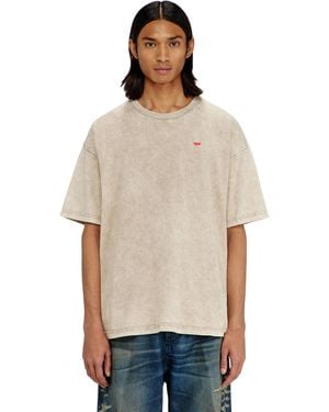 DIESEL Cotton T-Shirt With Treated Effect - Natural