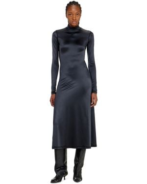 DIESEL Fluid Midi Dress With Turtle Neck - Blue