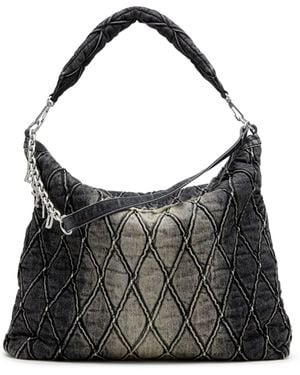 国内直営【DIESEL】charm-d hobo ホーボーバッグ 送料込 CHARM-D HOBO Charm-D-Large hobo in treated quilted denim